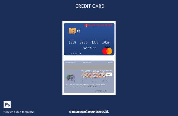 modello mastercard della Banca delle Maldive in stile verificato